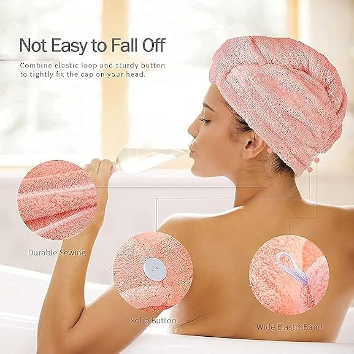 Hair Towel Hair Drying Shower Wrap Quick Dry Microfiber Multicolor Cotton Fresh One Size - Image 4